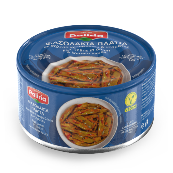 Flat beans in onion & tomato sauce