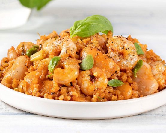 Γίγαντες γιαχνί Paliria με γαρίδες & πλιγούρι