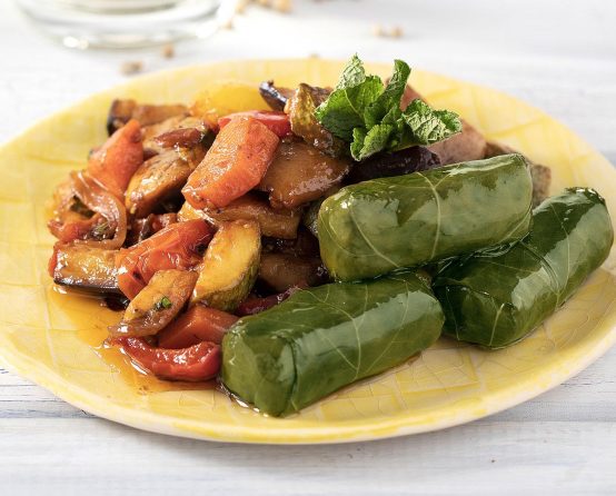Paliria Dolmas with tricolor Quinoa & roasted vegetables