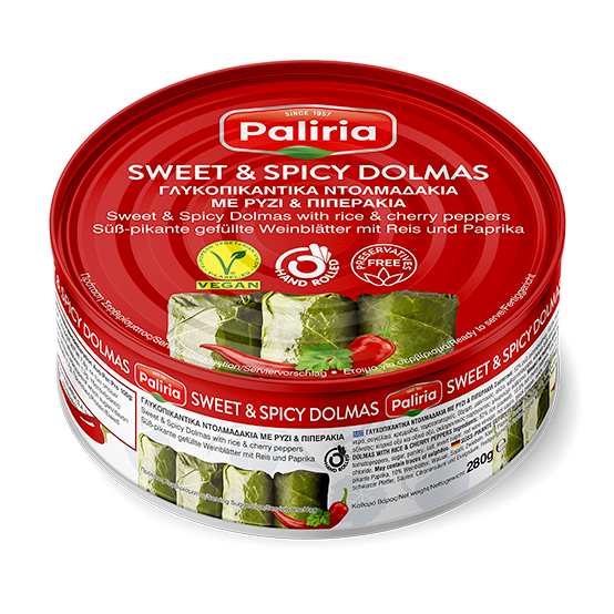 Süb-pikante Gefüllte Weinblätter mit Reis und Paprika