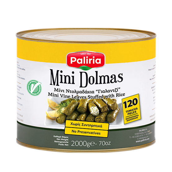 Kleine Weinblätter gefüllt mit Reis