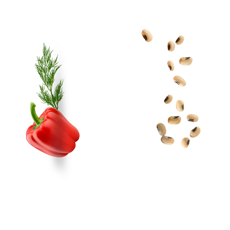 Spicy μαυρομάτικα φασόλια με κόκκινες πιπεριές & dressing ξυδιού 