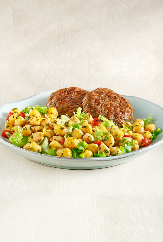 Ρεβίθια Paliria με iceberg & μπιφτέκια