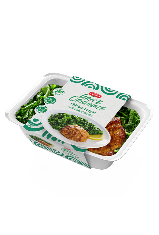 Chicken burger with greens