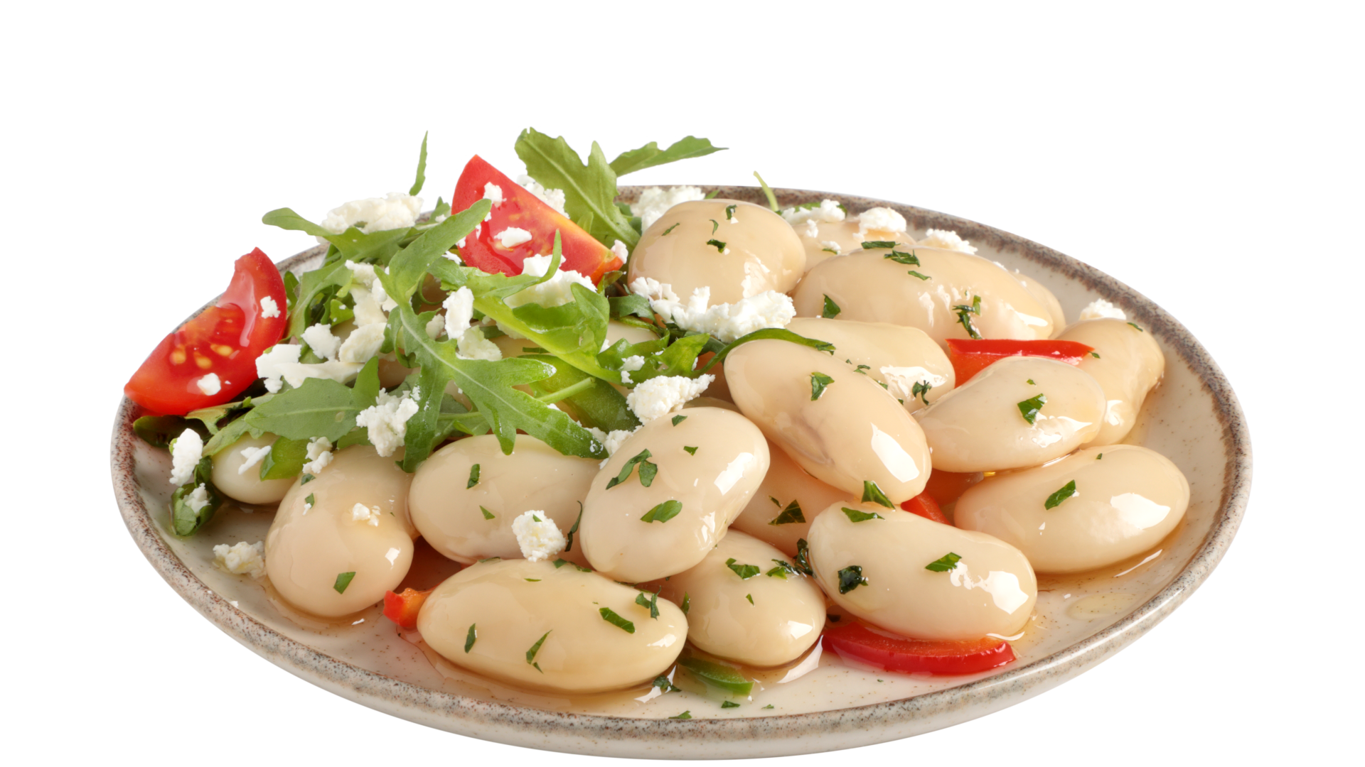 Σαλάτα γίγαντες vinaigrette με vτοματίνια, ρόκα και φέτα