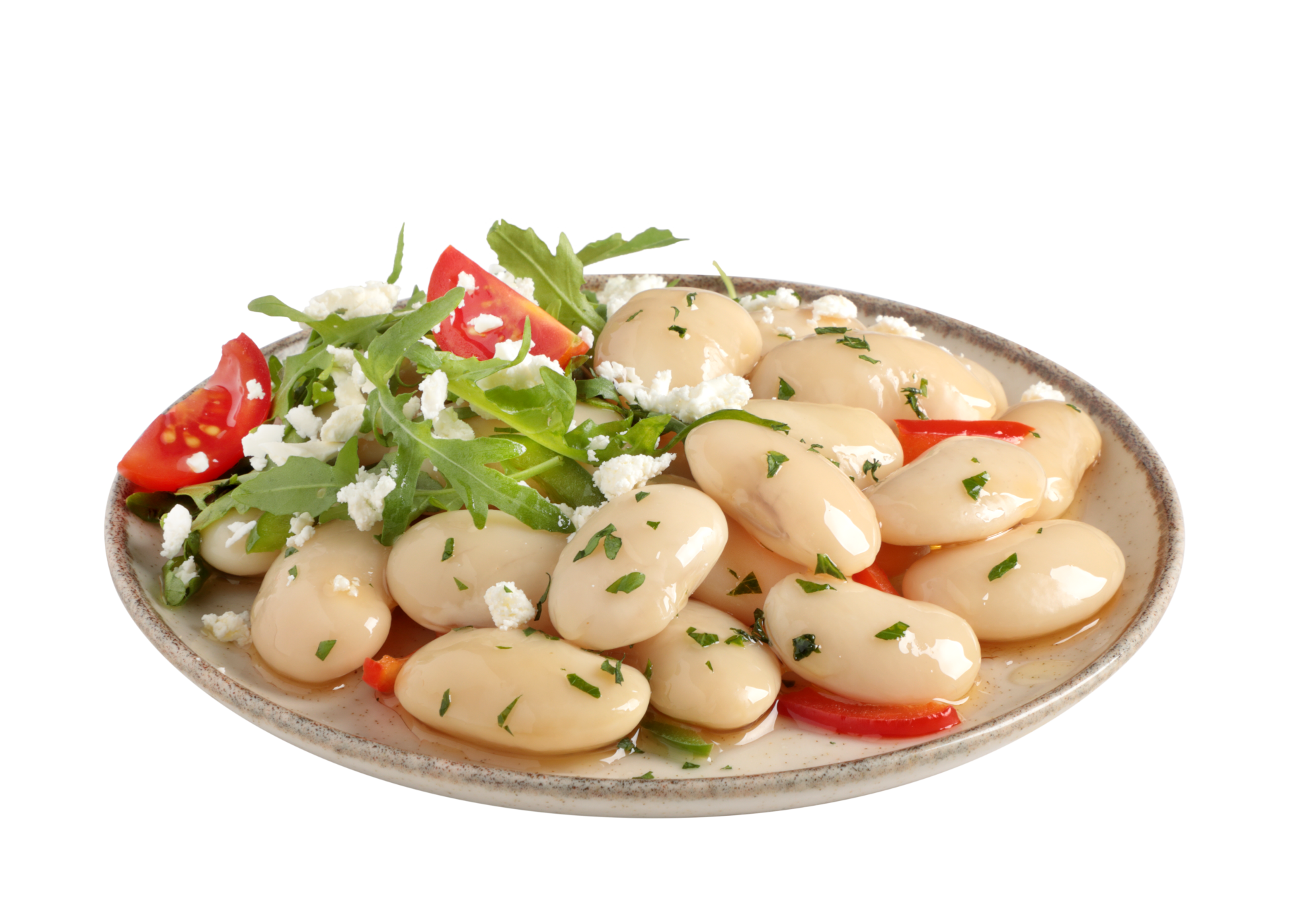 Σαλάτα γίγαντες vinaigrette με vτοματίνια, ρόκα και φέτα