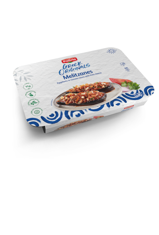 Eggplants in tomato sauce with Feta cheese