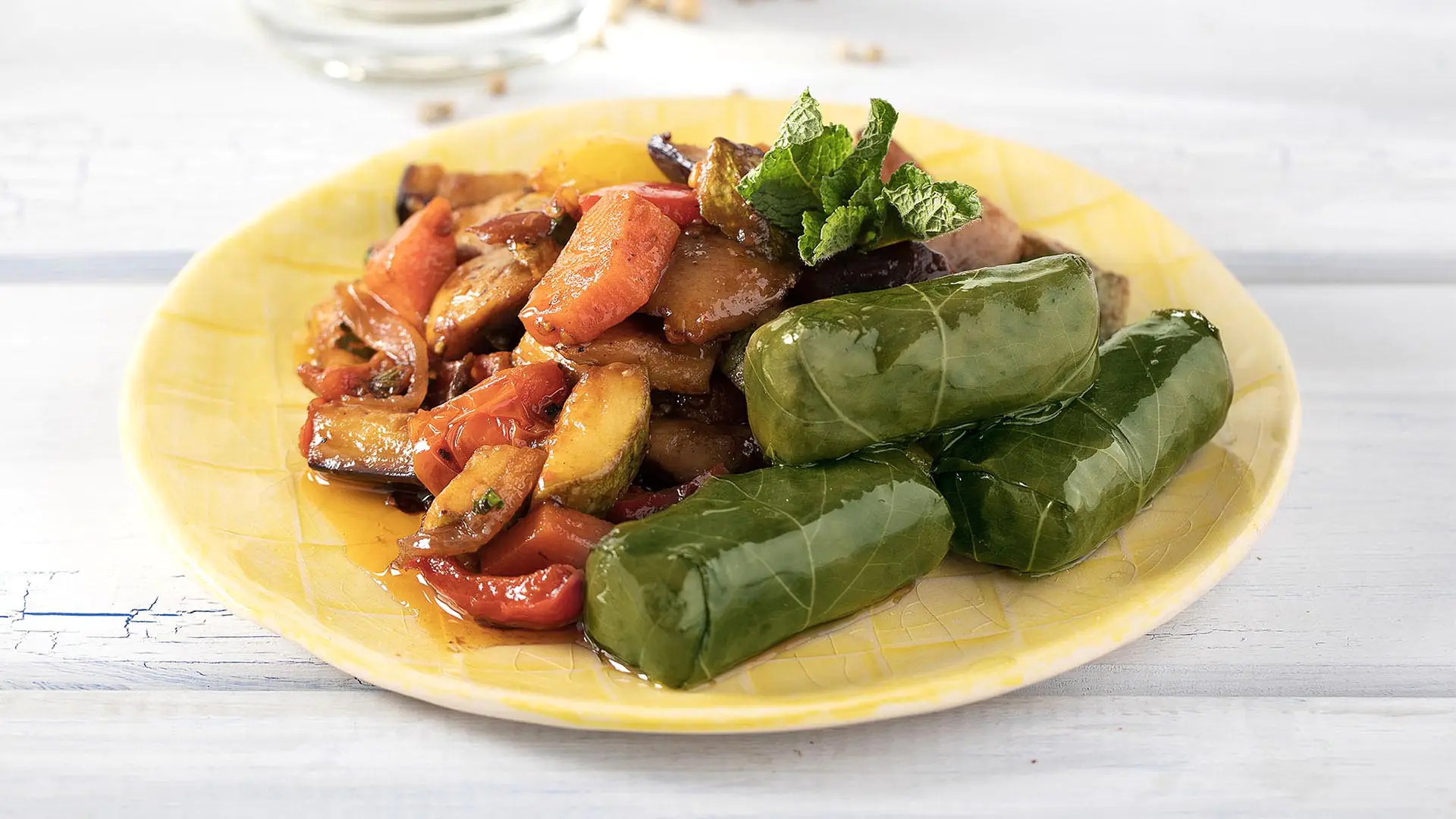 Paliria Dolmas with tricolor Quinoa & roasted vegetables
