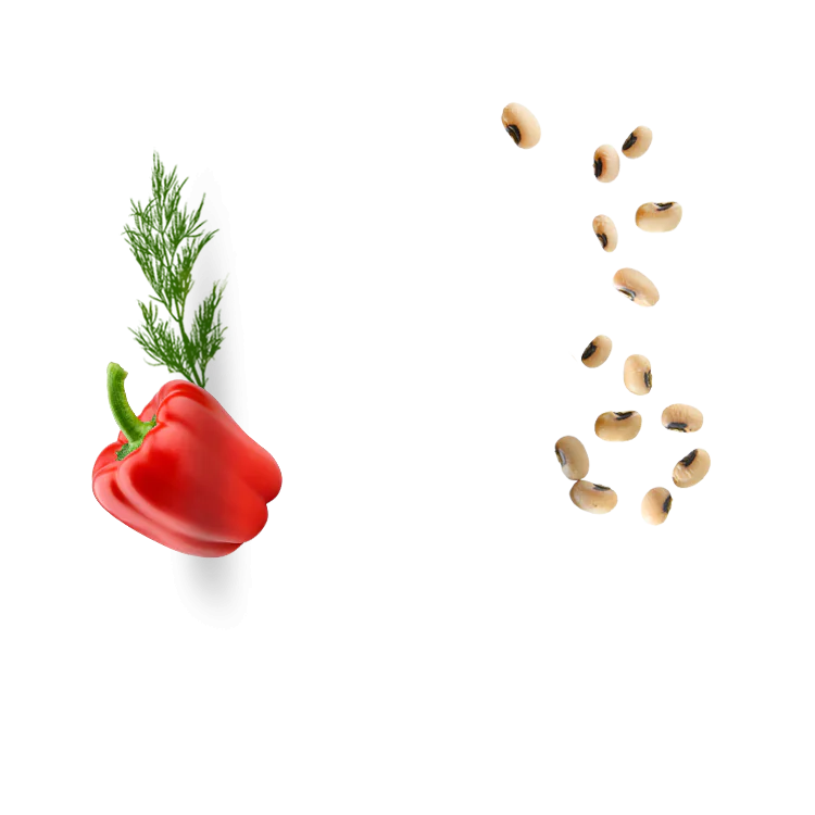 Spicy black – eyed beans with red peppers & vinegar dressing