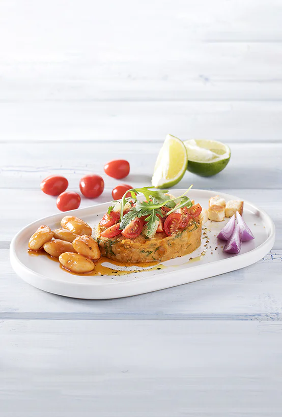 Paliria Baked Giant Beans Cream with Cherry Tomatoes & Lime