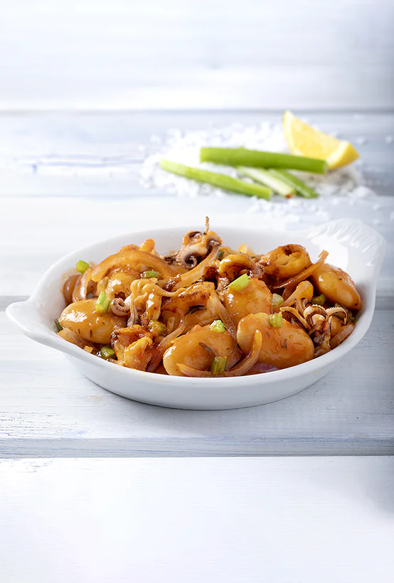 Paliria baked giant beans in squid fry!