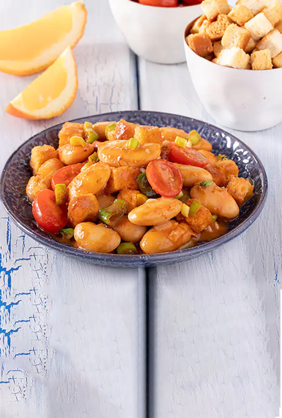 Paliria Baked Giant Beans with cherry tomatoes & orange sauce
