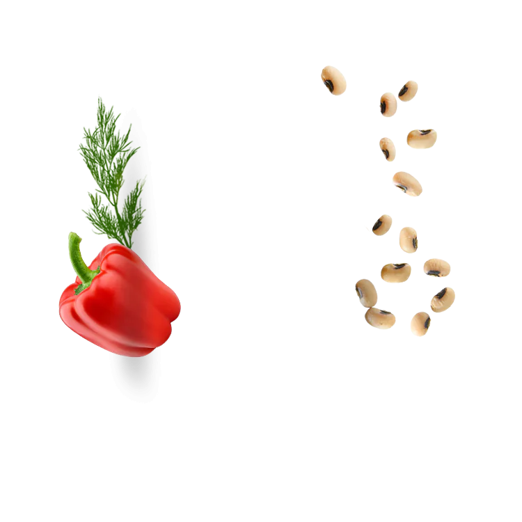 Spicy μαυρομάτικα φασόλια με κόκκινες πιπεριές & dressing ξυδιού 