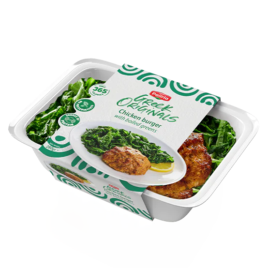Chicken burger with greens