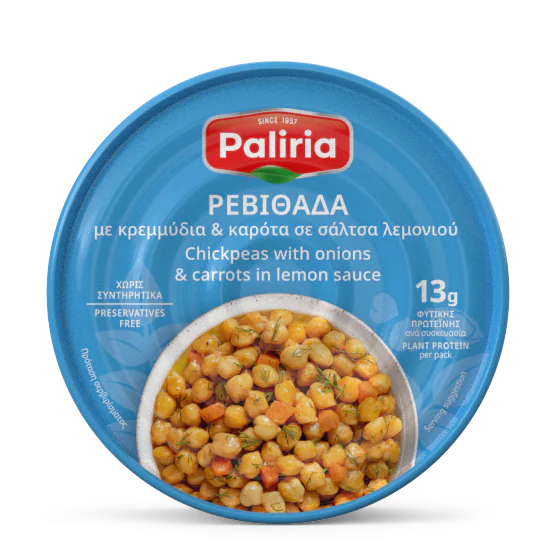 Chickpeas with onions & carrots in lemon sauce